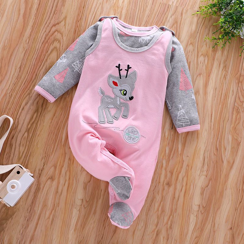 Fashion Cute Overalls Baby Animal Print Romper
