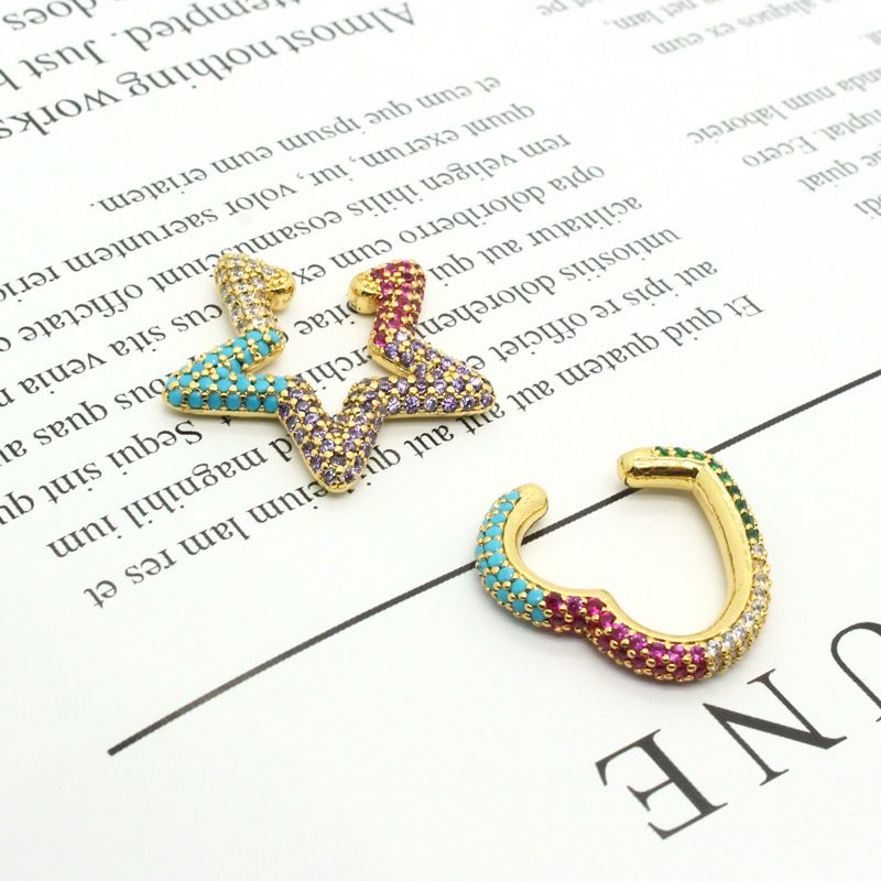 Micro Diamond-studded Five-pointed Star Heart Zircon Earrings