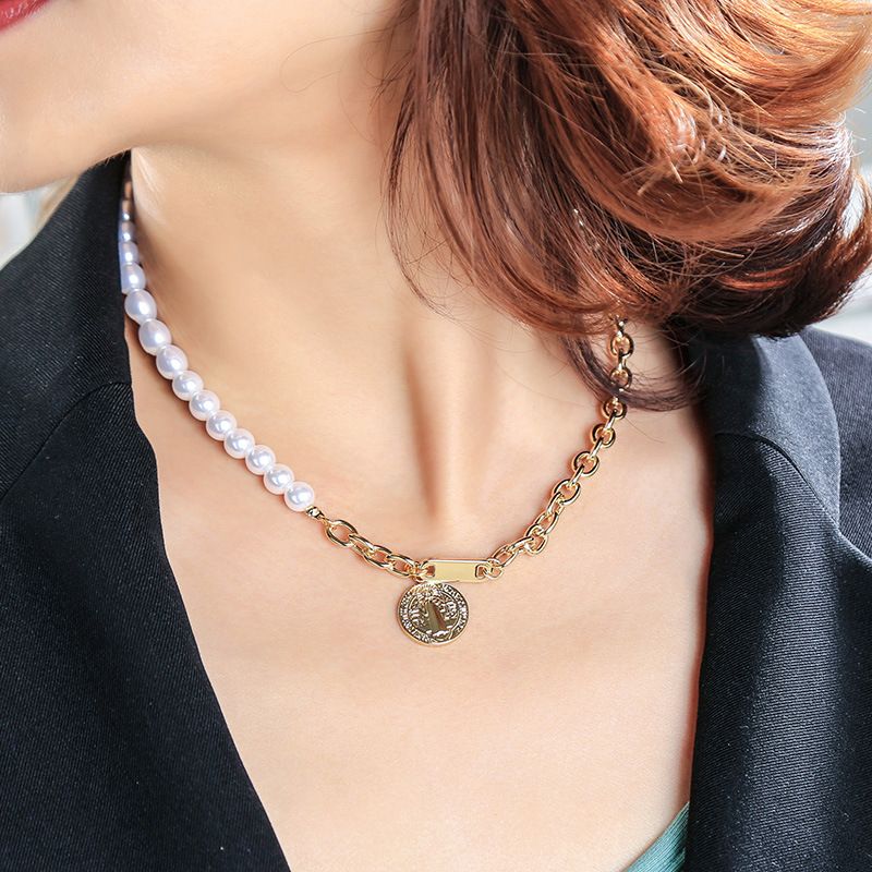 Simple Pearl Letter Pendant Necklace