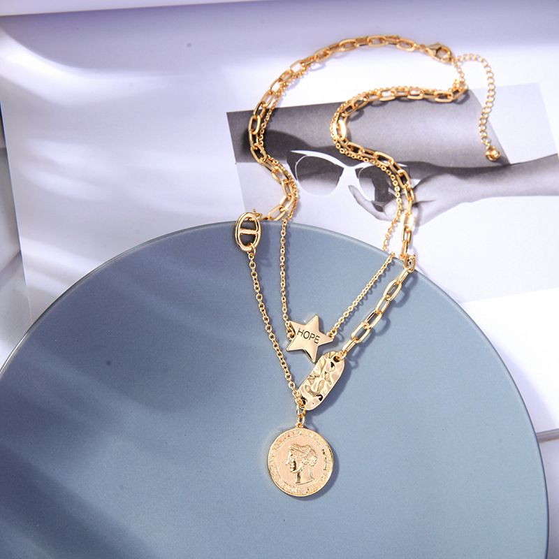 Star Pendant Double Layered Fashion Necklace