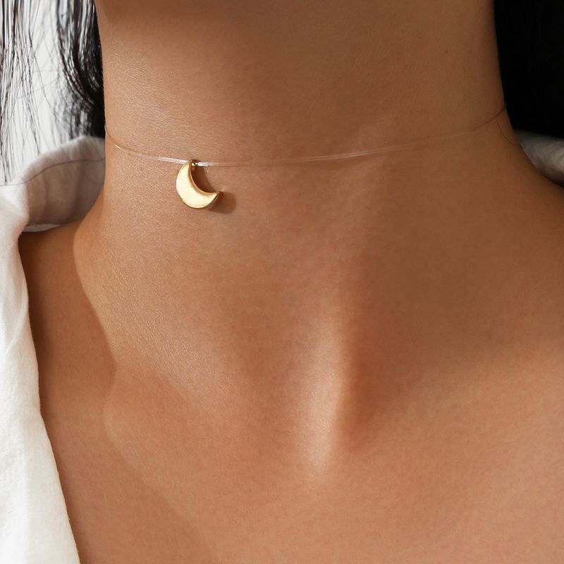 Moon Pendant Transparent Mermaid Line Necklace