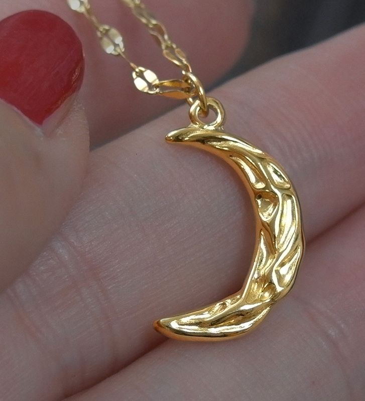 Tin Foil Crescent Moon Necklace