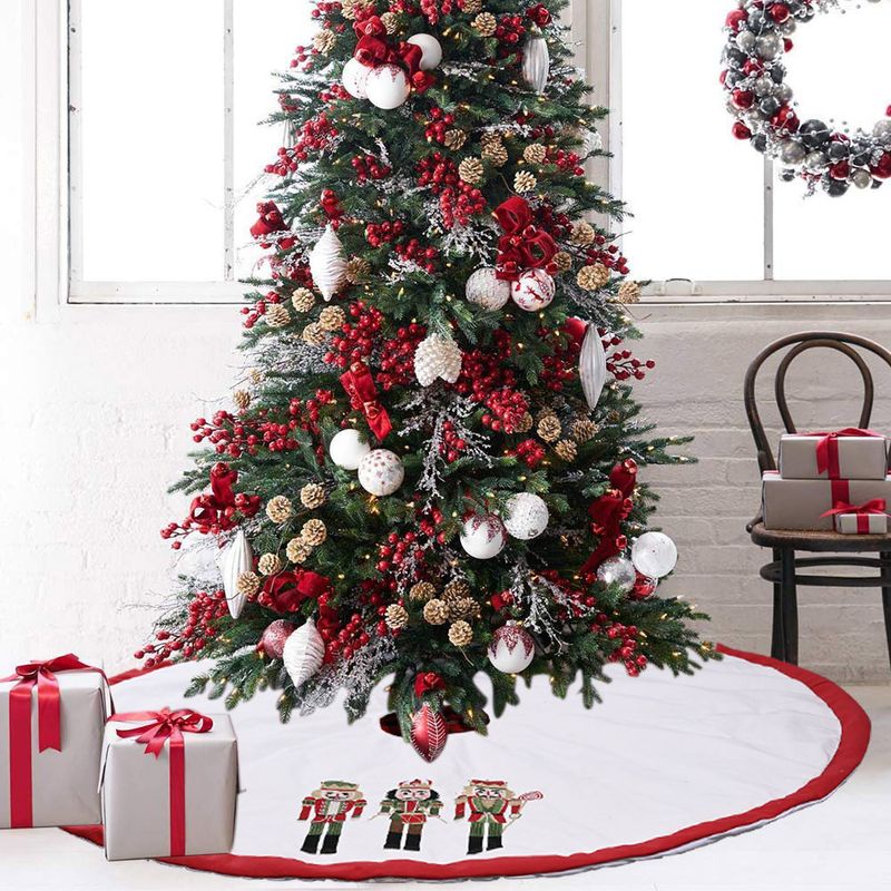 Christmas Ornaments Walnut Soldier Linen Tree Skirt