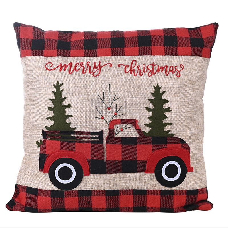 Christmas Red And Black Car Square Pillowcase