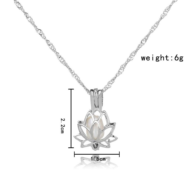 Einfache Perlen Lotus Käfig Anhänger Halskette