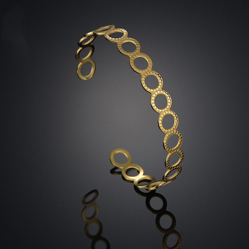 Fashion Stainless Steel Open  Gold Hollow Ring Bracelet