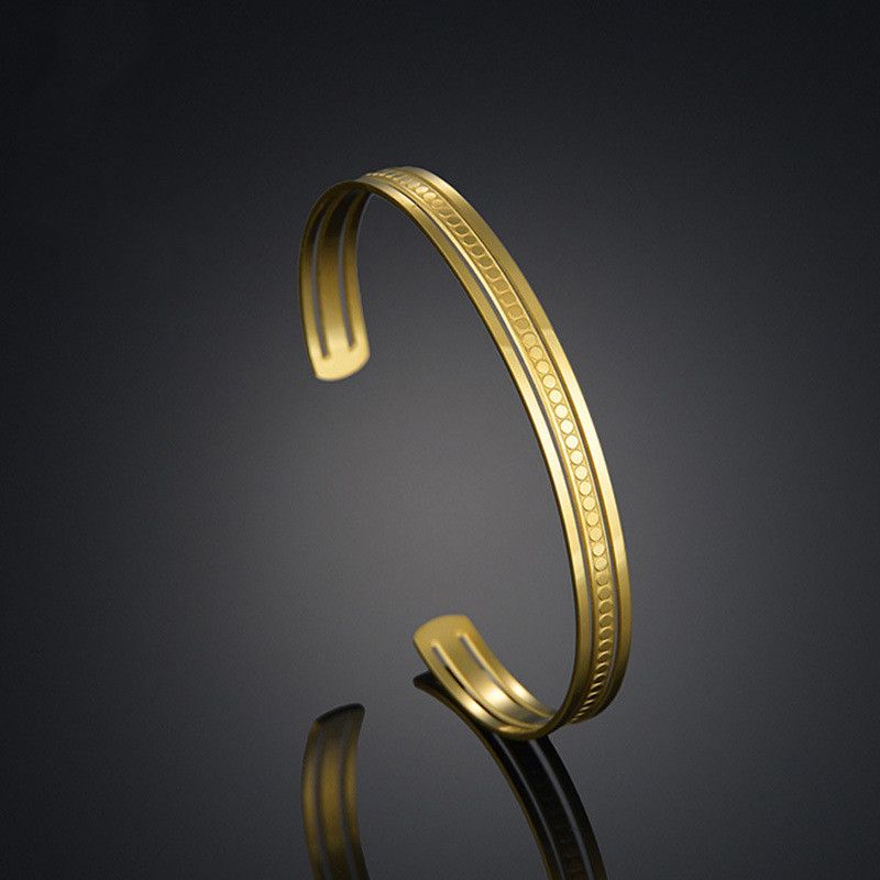 Pulsera De Acero Inoxidable Hueca Gold Line