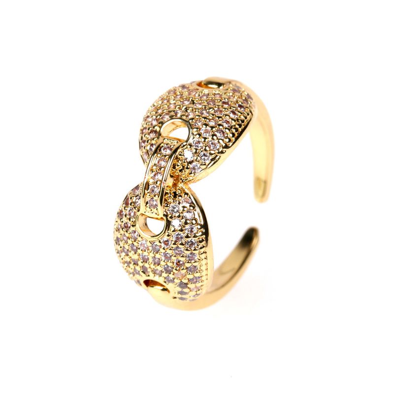 Hip-hop-mikro Eingelegt Voller Diamanten Mode Offenen Ring
