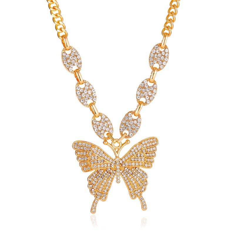 Collar Retro De Mariposa Con Micro Incrustaciones De Diamantes De Imitación