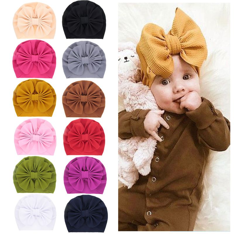 Children's Solid Color Big Bow Hat