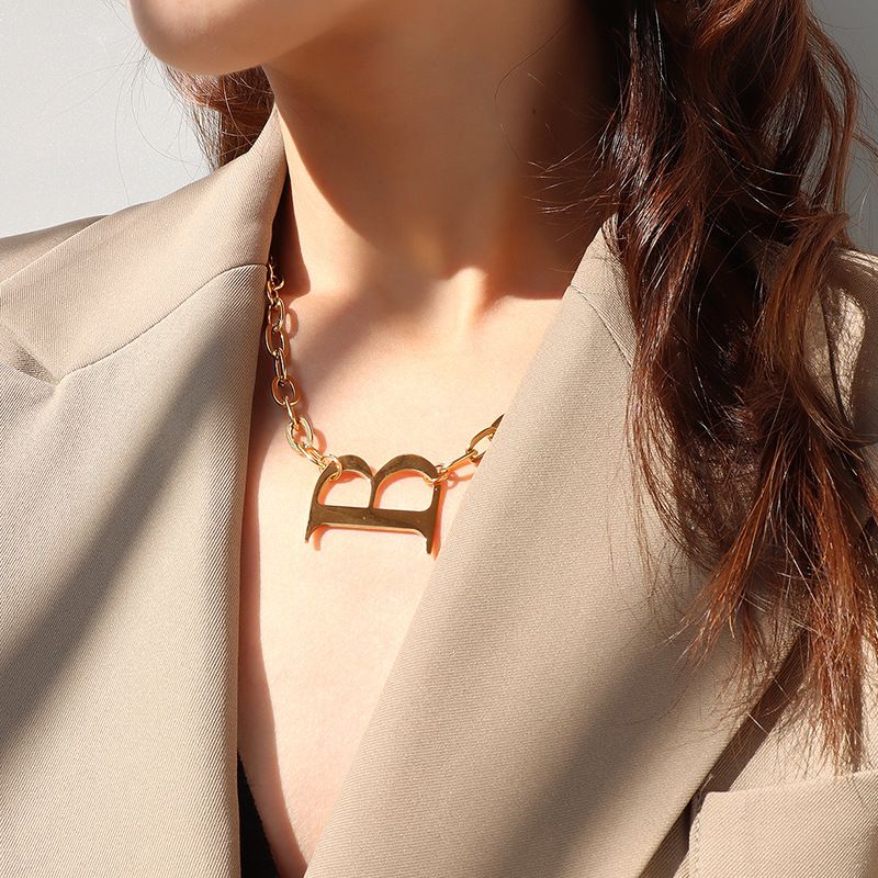 Stainless Steel  Geometric English Letter B Necklace