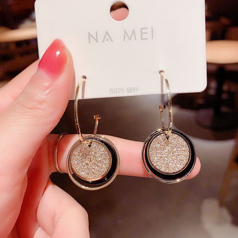 Full Diamond Disc Earrings