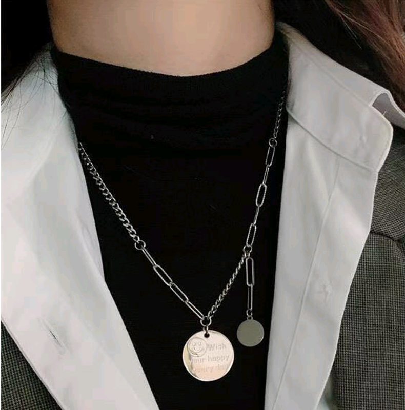 Simple Fashion Smiley Face Pendant Personality Long Necklace
