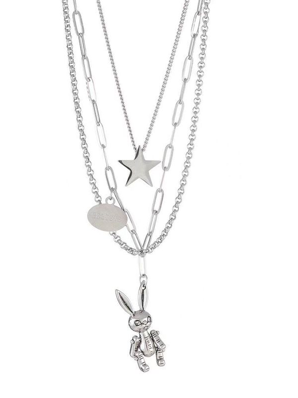 Einfache Mode Einfache Fünfzackige Stern Langohr Kaninchen Mehrschichtige Lange Halskette