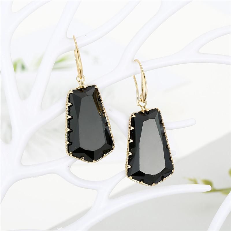 Simple Geometric Polygon Mosaic Crystal Earrings With Multi-faceted Irregular Glass Earrings