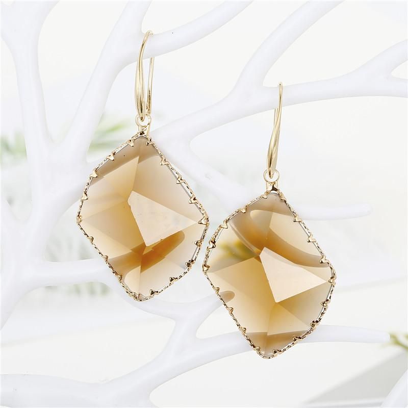 Geometric Polygonal Crystal Earring Earrings Multi-faceted Irregular Glass Edge Earrings