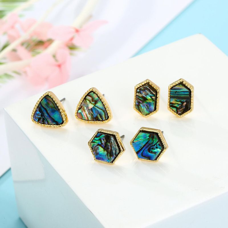 Jewelry Six Sides Abalone Shell Earrings Ins Triangle Shell Earrings Resin Earrings