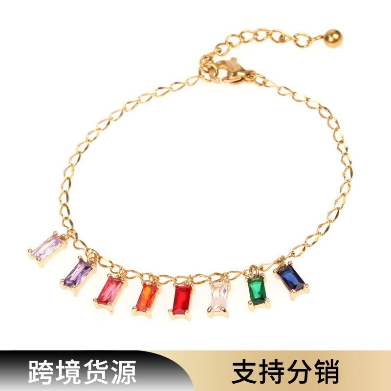 New Accessories Fashion Colored Zircon Pendant Bracelet Stainless Steel Bracelet Jewelry Wholesale