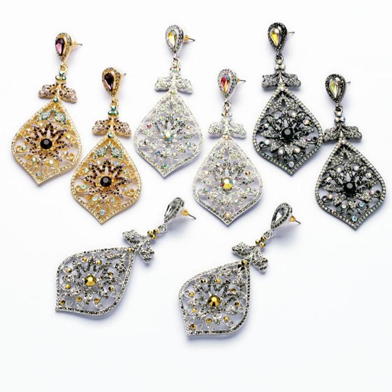 Fashion Jewelry Wholesale Diamond Flower Pendant Women&#39;s Earrings