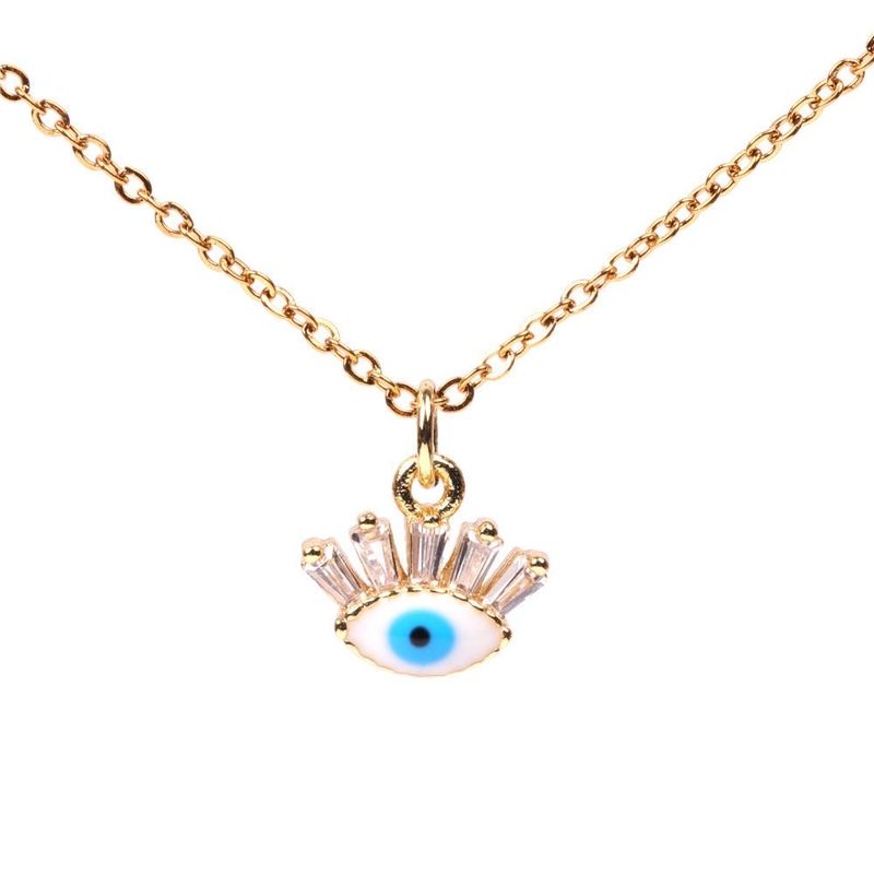 Europe Et En Amérique Croix Frontière Mode Accessoires Micro Incrusté Zircon Oeil De Diable Blue Eye Collier Femme Clavicule Chaîne Usine En Gros