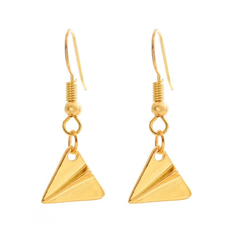 Fashion Simple Small Airplane Head Earrings Alloy Electroplated Paper Airplane Earrings