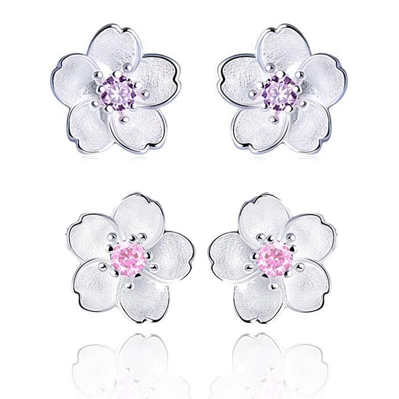 S925 Sterling Silver Earrings Cherry Blossom Earrings