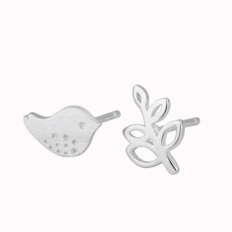 S925 Sterling Silver Earrings Bird Branch Tree Tremella Earrings Korean Fashion Earrings Olive Branch Earrings