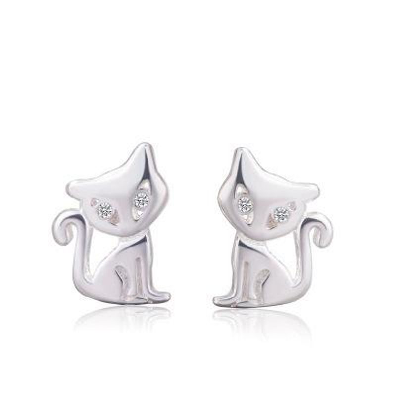 Koreanische Version S925 Weiße Pilz Nadel Ohrringe Weibliche Süße Kätzchen Ohrringe Kleintier Fuchs Ohrringe Ohrringe Grenz Überschreitende Lieferung