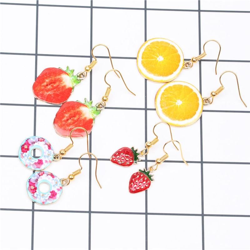 Cute Cartoon Strawberry Watermelon Earrings Earrings Women&#39;s New Fruit Earrings