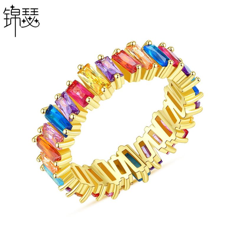 Jinse Youngrace Anti Anneau Europe Et En Amérique Croix Frontière Mode Couleur Femmes De Cuivre Incrusté Anneau De Zirconium Anneaux Usine En Gros Cadeau