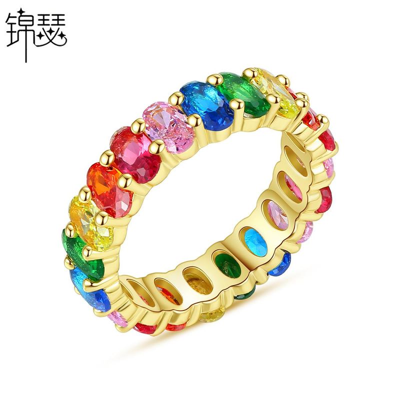 Ring Colorful Ladies Copper Inlaid Zirconium Ring Ring Wholesale