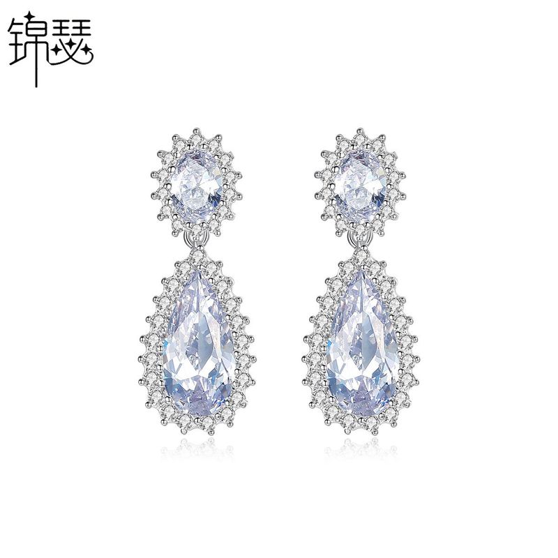 Aaa Zircon Color Earrings Korean Fashion Ladies Earrings