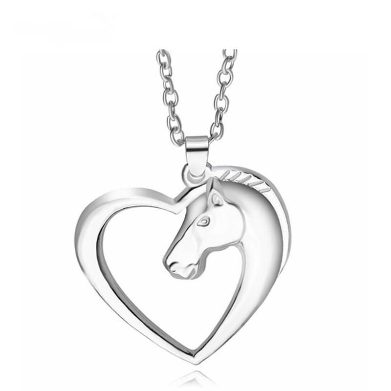 Sweet Heart Pony Necklace Alloy Pendant Copper Chain Cute Animal Horse Head Necklace Wholesale