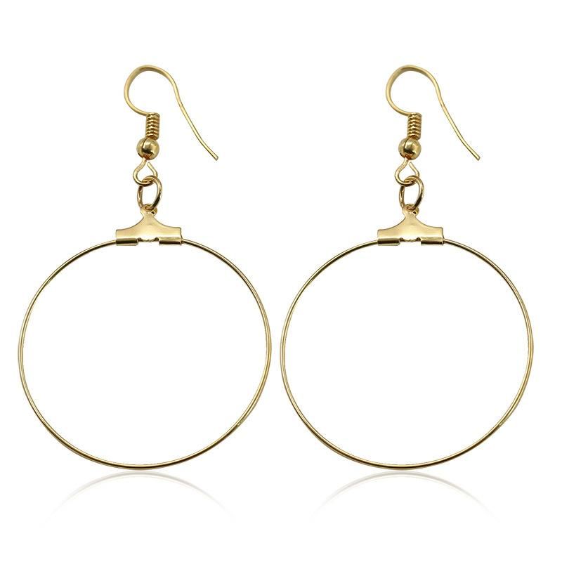 New Simple Golden Large Circle Earrings Handmade Round Ear Studs Wholesale