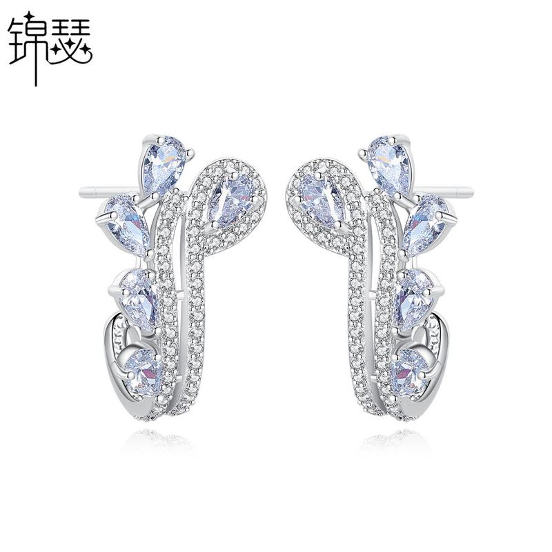 Jinse Roll Leaf Ohrringe Mode Koreanisches Kreatives Damen Bankett Kupfer Zirkonium Ohrringe Ohrringe Großhandel Geschenk