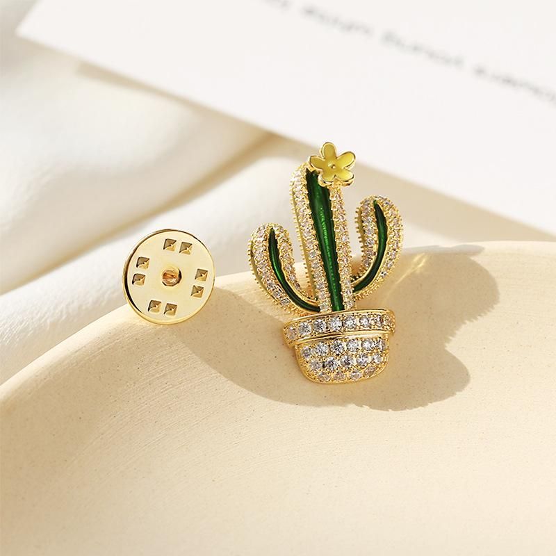 Cactus Brooch Anti-bare Neckline Decoration Small Collar Buckle Pin Brooch Corsage Accessories