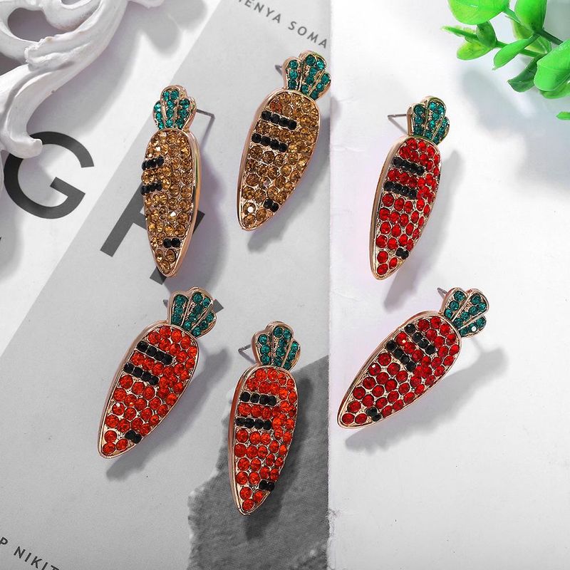 Fashion Sweet Rhinestone Women&#39;s Earrings New Carrot Earrings Wholesale