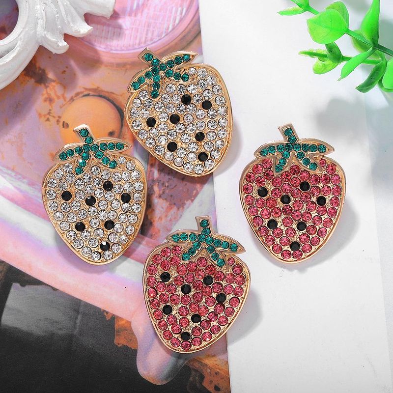 Fashion Sweet Cute Strawberry Women&#39;s Earrings Diamond Fruit Earrings