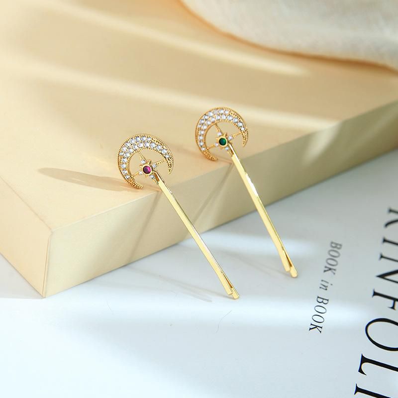 Fashion Zircon Diamond Accessories Sweet Star Moon Hair Clip Simple Side Fringe Clip