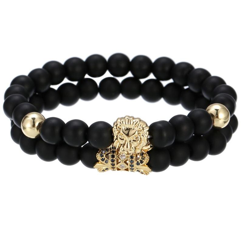 Fashion Bracelet Lion Head Micro Inlay Round Tube Bracelet Set Wholesale