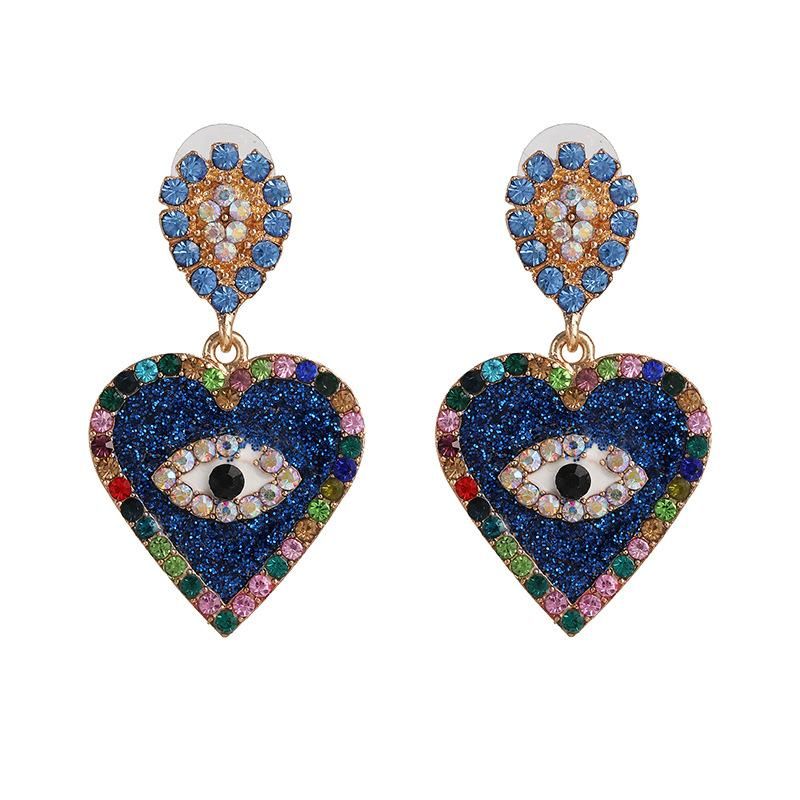 53089 Jujia Neuer Stil Schmuck Europäische Und Amerikanische Mode Temperament Herzförmige Ohrringe Kreative Diamant Edelstein Augen Ohrringe