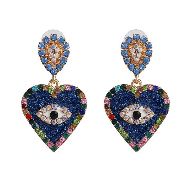 New Jewelry Fashion Temperament Heart Stud Earrings Creative Diamond Jewel Eye Earrings