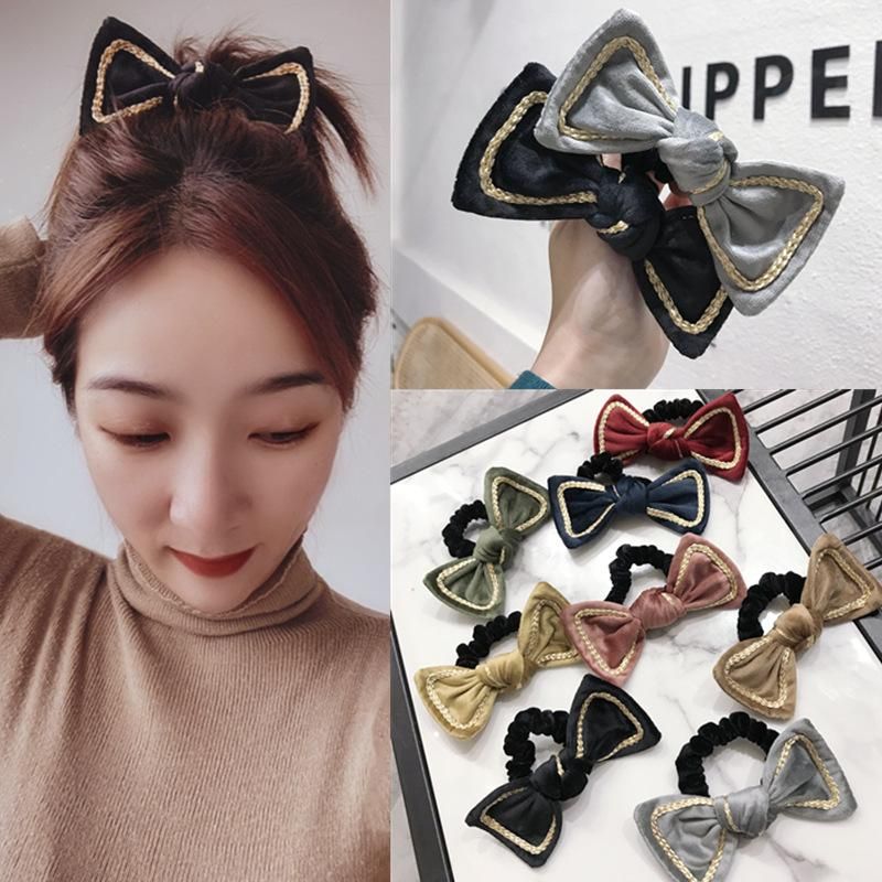 Japanisches Und Koreanisches Trend Iges Netz Rot Mit Der Gleichen Art Von Bowknot Haars Chleim, Goldener Samt Haars Chleim, Goldenes Gummiband, Weibliches Hochela Ndes Haars Eil