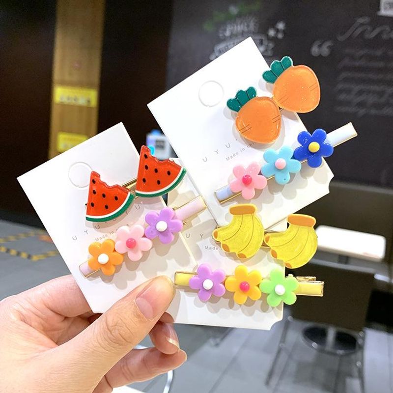 The New Fashion Fruit Side Clip Color Word Clip Girl Bangs Clip Small Flower Clip Headdress