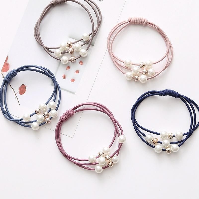 Simple Multi-layer Hair Ring Pearl Head Rope Headdress Hair Accessories Foundation Tie Hair Rubber Band Hair Rope
