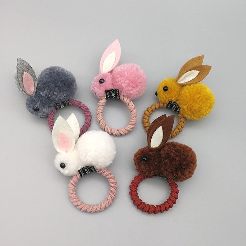 Korean Version Of The Cute Cute Three-dimensional Small Rabbit Plush Rabbit Ear Hair Clip Autumn And Winter Hair Ring Female Head Rope Child Hair Accessories