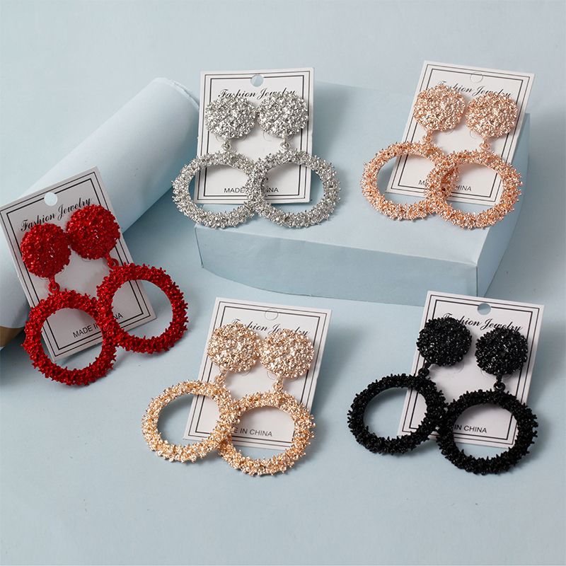 Jewelleryfor Women Multicolor Fashion Round Hollow Matte Earrings Painted Metal Stud Earrings 1 Pair