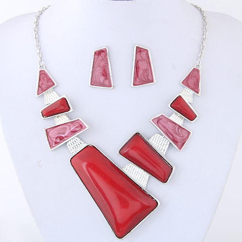 Fashion Jewelry Metal Simple Geometric Shape Necklace Earrings