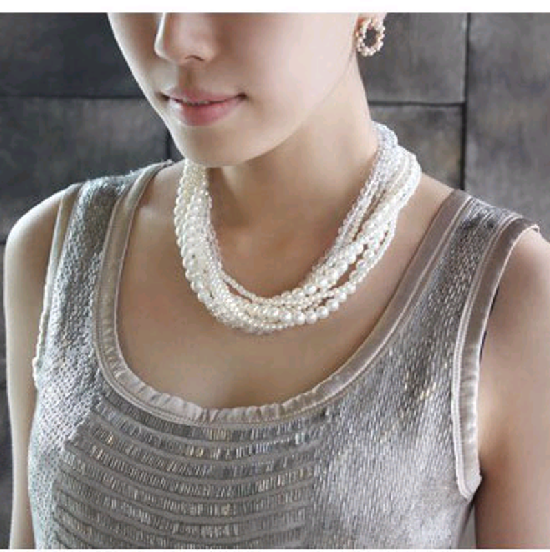 Joyería De Moda Collar De Perlas Multicapa Coreana