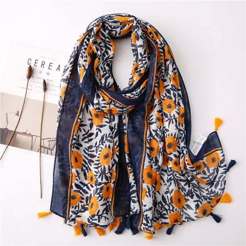 New Scarf Retro Stitching Bohemian Cashew Print Silk Scarf Sunscreen Yiwu Wholesales